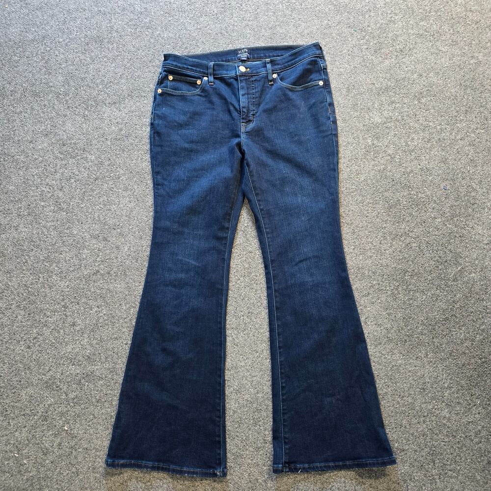 J Crew Jeans Women Size 27 Petite Blue Full Length Flare Stretch Mid Rise Casual